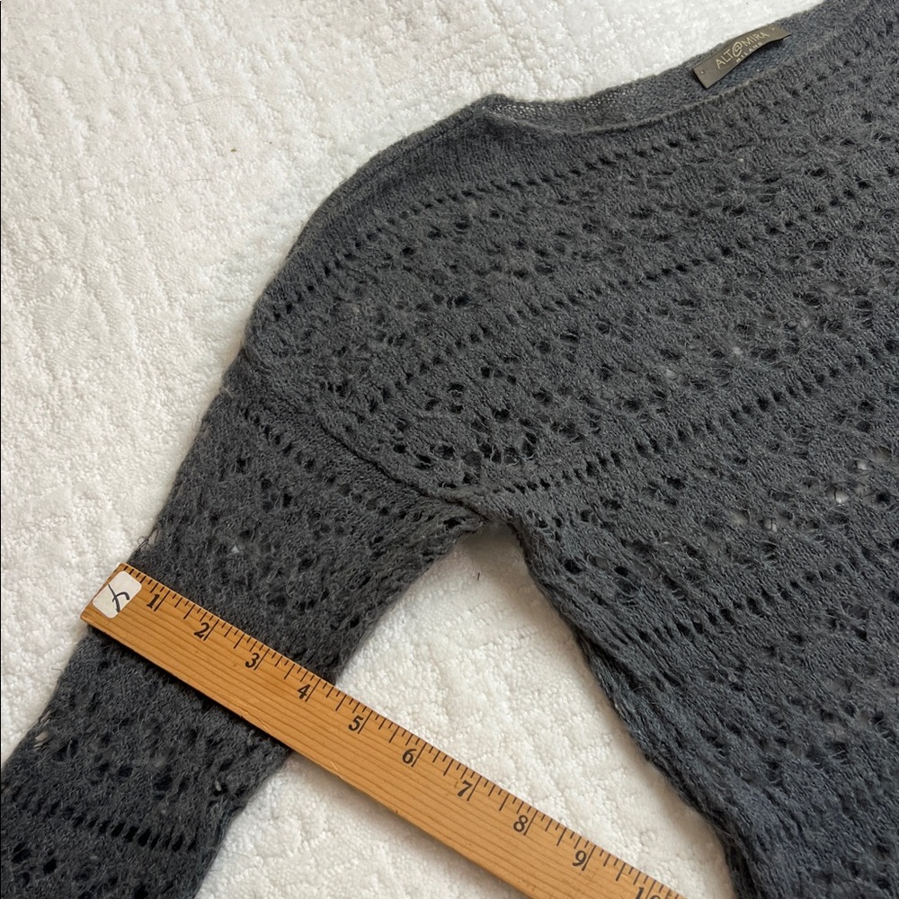 Altamira Milano gray long sleeves crochet knitted maxi sweater dress cover-up S - Picture 10 of 12